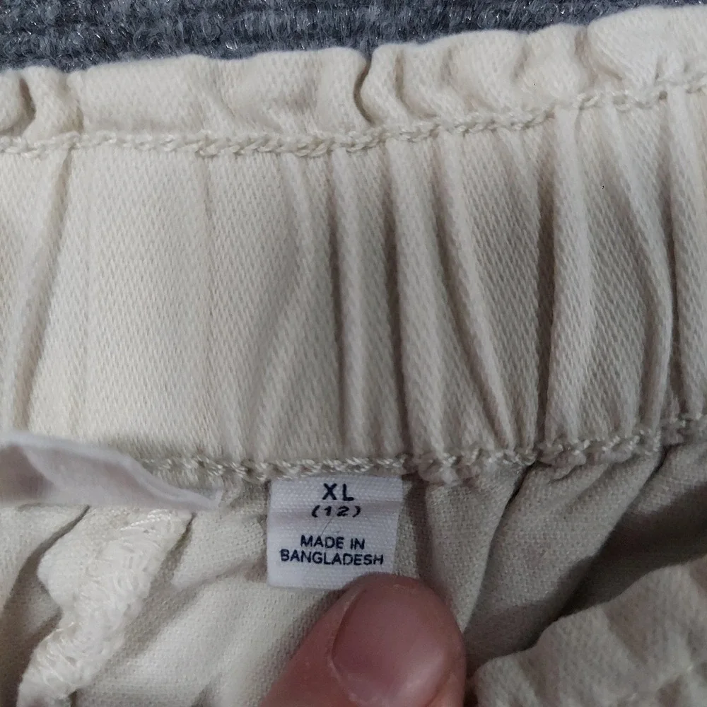 Gap Cargo Pants Kids 12 Beige‎ Elastic Waist Pull On Twill Pockets Casual Y2K
